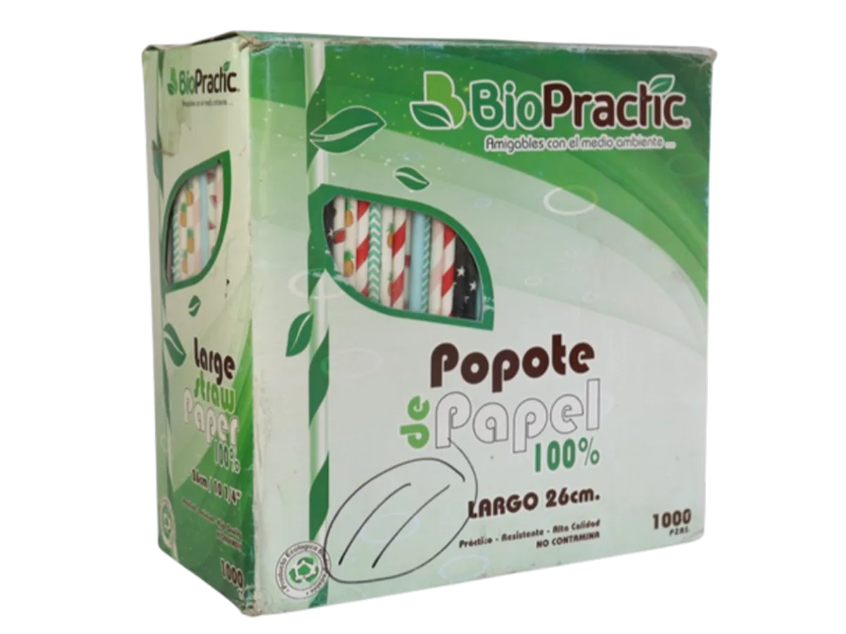 POPOTE 100% BIODEGRADABLE BIOPRACTIC CON 1000 PIEZAS